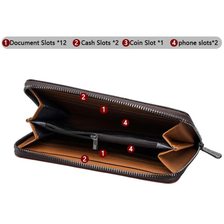 Baellerry C3167 Men Long Wallet Business Contrast-Color Zipper Clutch Multi-Card Slot Large Capacity Wallet