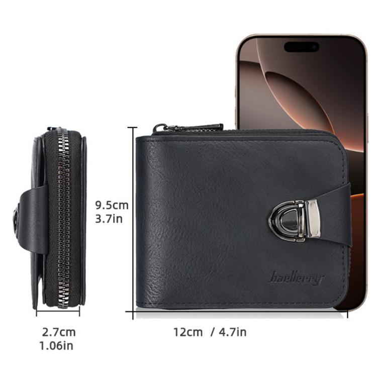 Baellerry D5593 Men Compact Wallet Vintage Zipper Coin Purse Multi-Card Holder