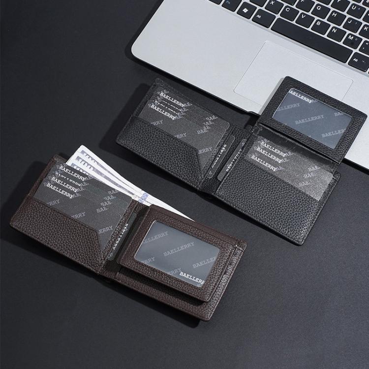 Baellerry D3110 Leather Men Compact Wallet With Lychee Texture Multiple Card Slots