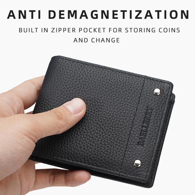 Baellerry D3110 Leather Men Compact Wallet With Lychee Texture Multiple Card Slots