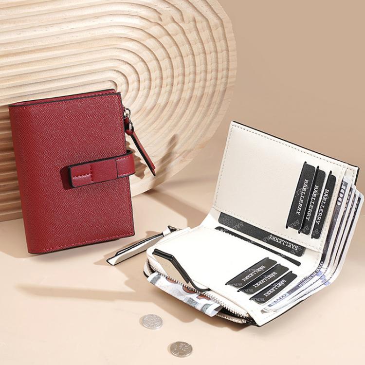 Baellerry N7101 Women Compact Snap Closure Wallet Multiple Card Slots Zippered Coin Pocket