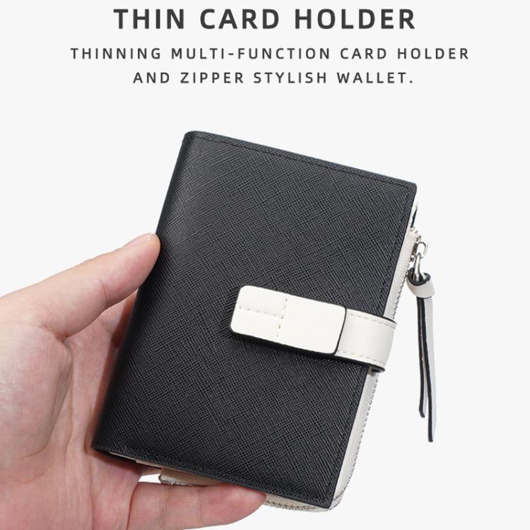 Baellerry N7101 Women Compact Snap Closure Wallet Multiple Card Slots Zippered Coin Pocket