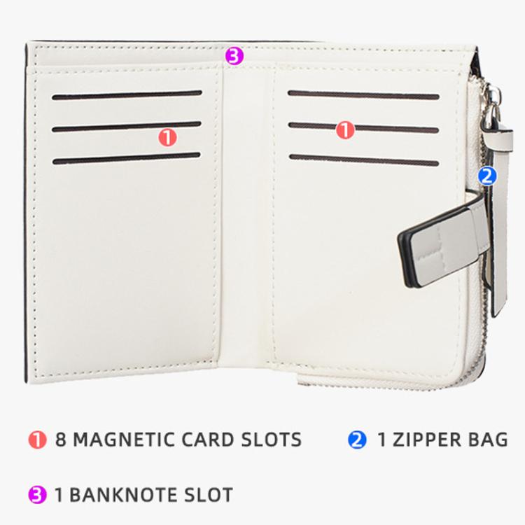 Baellerry N7101 Women Compact Snap Closure Wallet Multiple Card Slots Zippered Coin Pocket