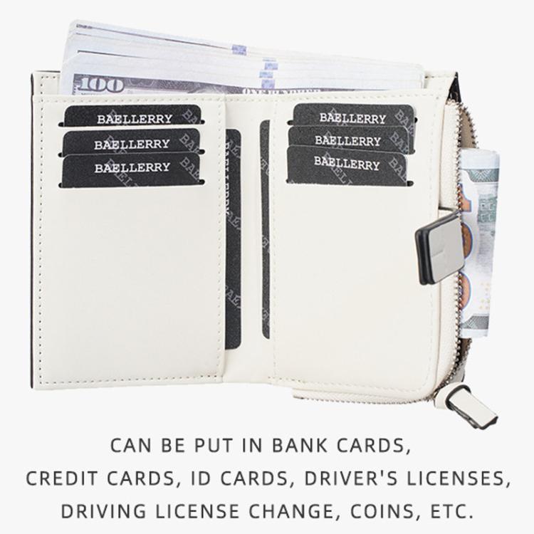 Baellerry N7101 Women Compact Snap Closure Wallet Multiple Card Slots Zippered Coin Pocket