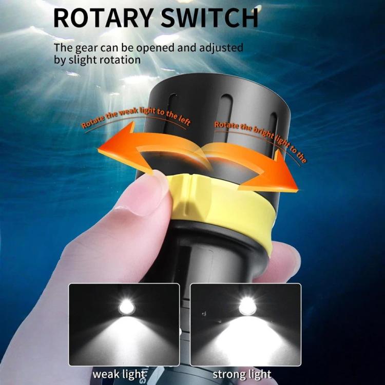 XHP70 LED IPX8 Waterproof High-Power Diving Flashlight Magnetic Control Switch Rechargeable Dive Light, Built In 21700 Battery, Without Battery