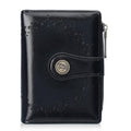 Baellerry N8358 Women Short Wallet Oil-Waxed Leather Hollow Pattern Multi-Card Holder Zippered Coin Pocket