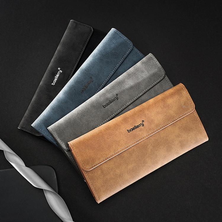 Baellerry C3099 Men Long Wallet Minimalist Flip Cover Multi-Card Holder Business Casual Tri-Fold Matte Clutch