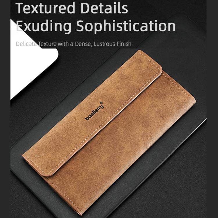 Baellerry C3099 Men Long Wallet Minimalist Flip Cover Multi-Card Holder Business Casual Tri-Fold Matte Clutch