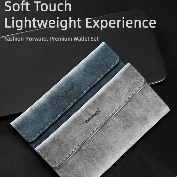Baellerry C3099 Men Long Wallet Minimalist Flip Cover Multi-Card Holder Business Casual Tri-Fold Matte Clutch