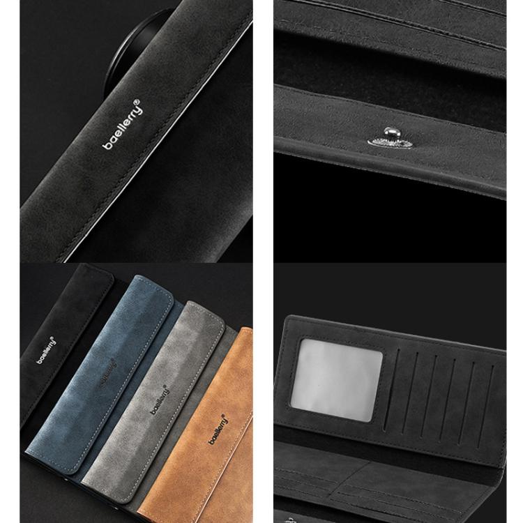 Baellerry C3099 Men Long Wallet Minimalist Flip Cover Multi-Card Holder Business Casual Tri-Fold Matte Clutch