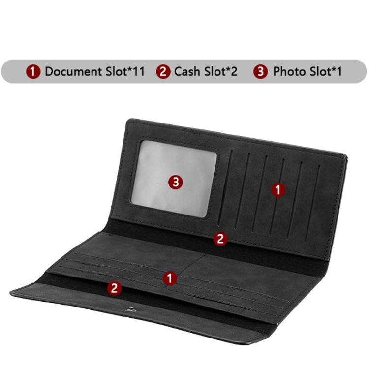 Baellerry C3099 Men Long Wallet Minimalist Flip Cover Multi-Card Holder Business Casual Tri-Fold Matte Clutch