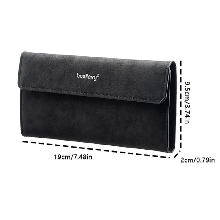 Baellerry C3099 Men Long Wallet Minimalist Flip Cover Multi-Card Holder Business Casual Tri-Fold Matte Clutch