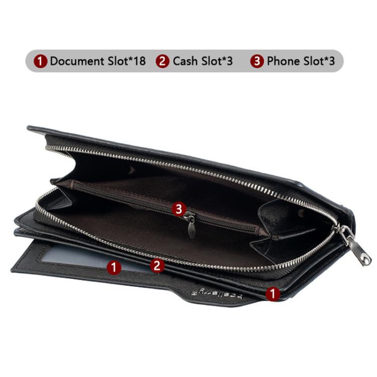 Baellerry C3259 Men Long Wallet Multi-Card Holder Clutch Business Casual Zipper Bag