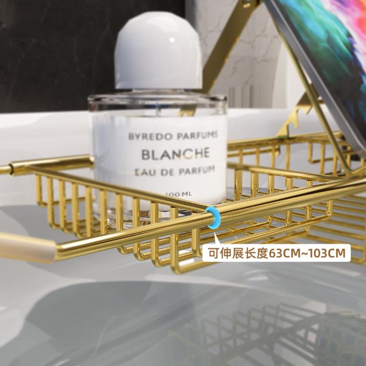 Extendable Bathtub Caddy Stainless Steel Bathtub Shelf Organizer Tablet Holder, Standard  Gold, Standard  Silver, Standard  Rose Gold, With Stand Gold, With Stand Silver, With Stand Rose Gold