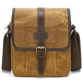 Men Waxed Canvas Crossbody Bag Vintage Crazy Horse Leather Messenger Bag for Daily Commute