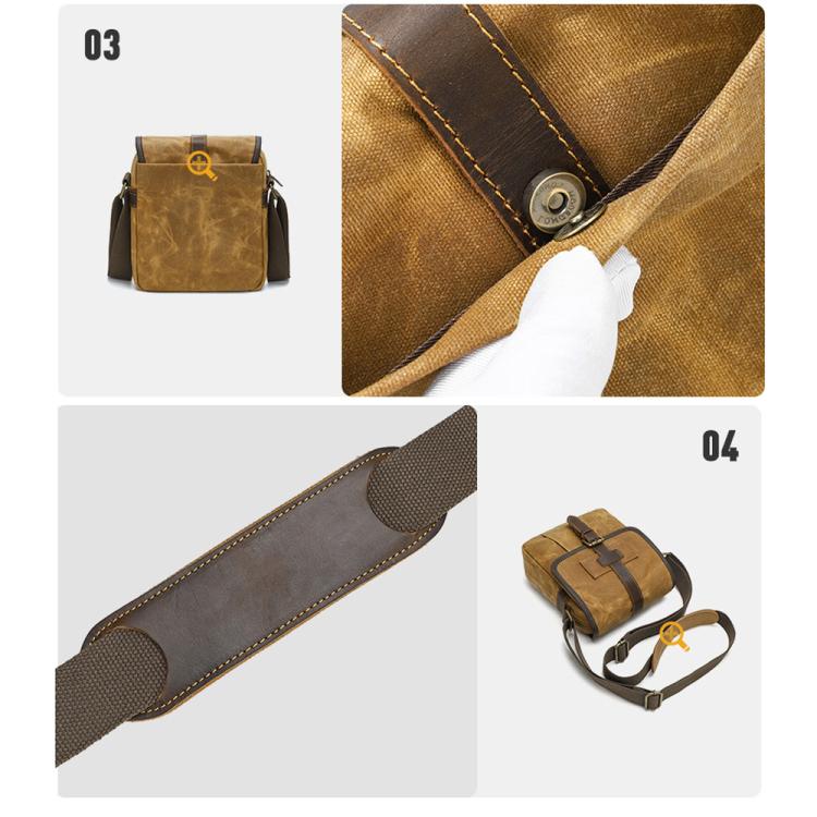 Men Waxed Canvas Crossbody Bag Vintage Crazy Horse Leather Messenger Bag for Daily Commute