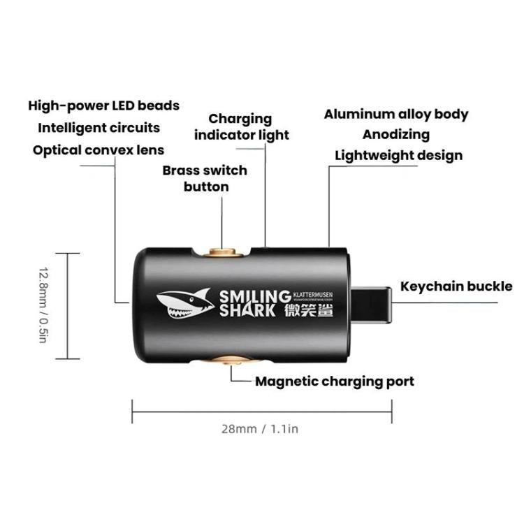 SMILING SHARK MINI03-S Outdoor Mini Flashlight Magnetic Charging Keychain Light, MINI03-S