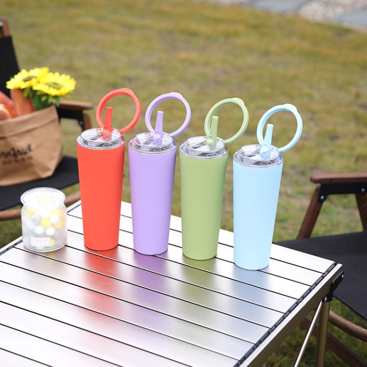 Stainless Steel Vacuum Insulated Cup Sealed Handle Dual-Drink Sports Water Bottle Portable Outdoor Water Cup, 850ml, 710ml