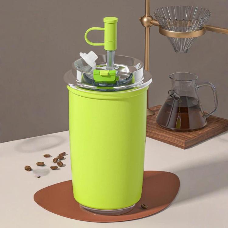 316 Stainless Steel Insulated Coffee Cup Vacuum Double-Wall Straw Cup, 300ml