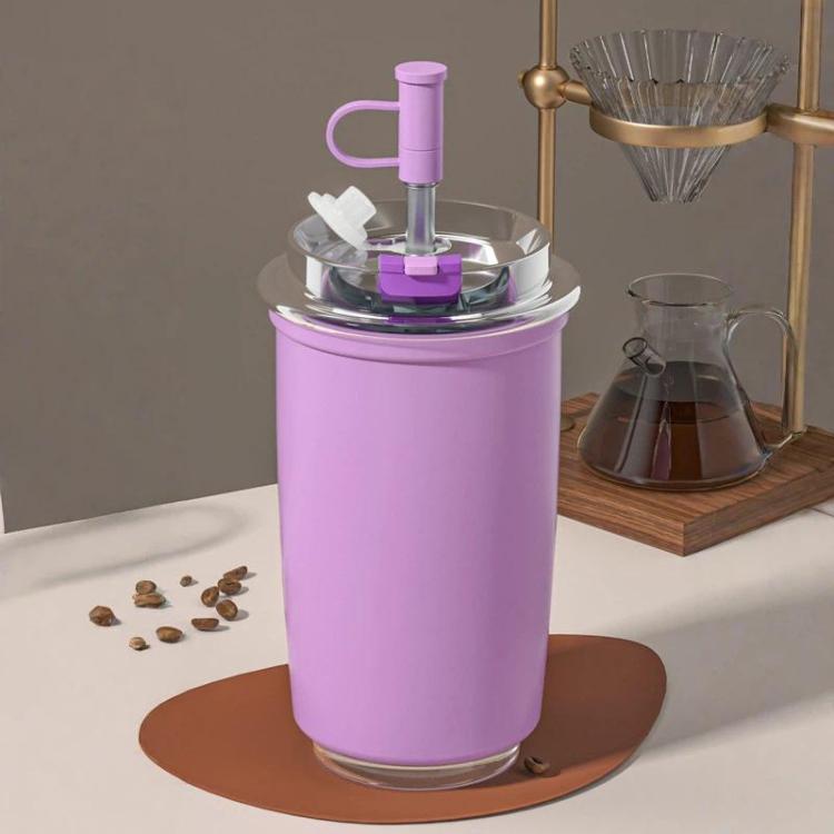 316 Stainless Steel Insulated Coffee Cup Vacuum Double-Wall Straw Cup, 300ml