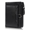Baellerry D5124 Men Compact Wallet Vintage Waxed Leather Card Holder Multi-Card Compartment Zipper Coin Pocket