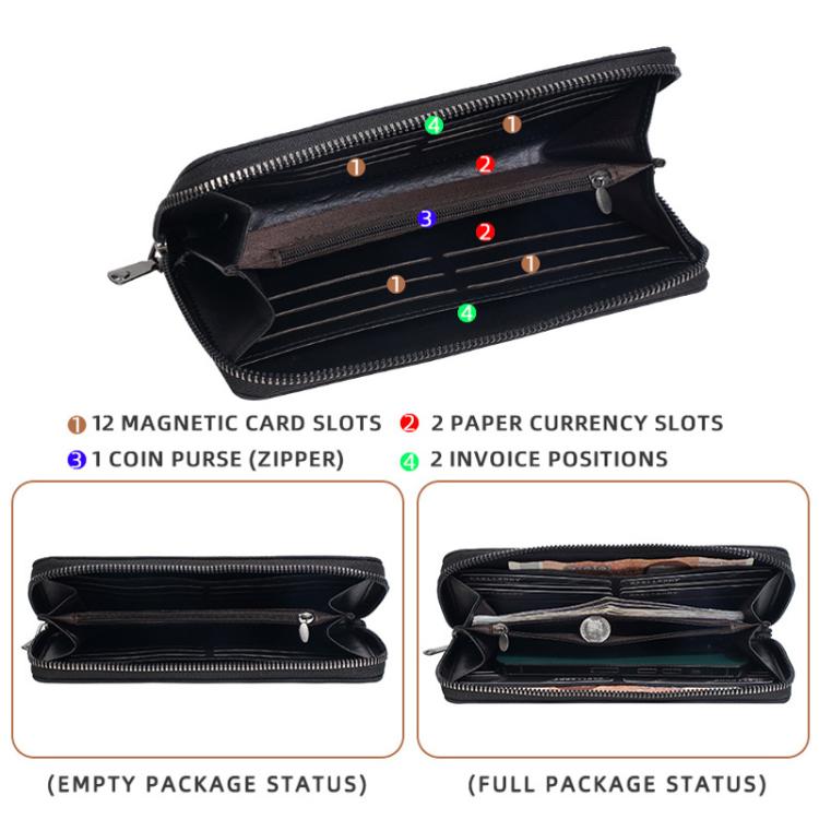 Baellerry C3097 Men Long Wallet Zippered Multi-Card Holder Large Capacity Phone Change Clutch