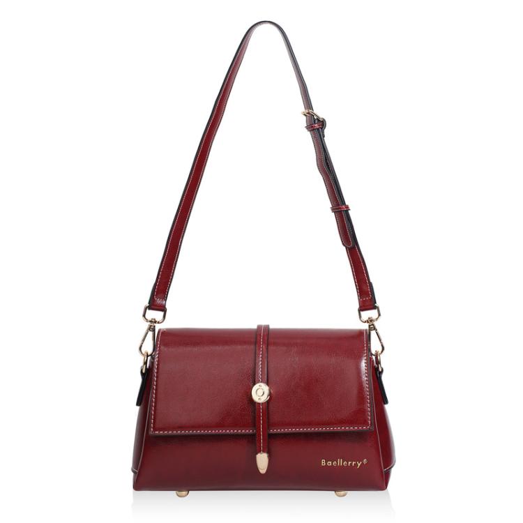 Baellerry N8943 Vintage Waxed Leather Women Small Square Bag With Metal Buckle Single-Shoulder Crossbody Bag