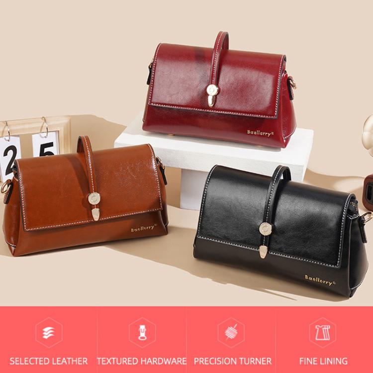 Baellerry N8943 Vintage Waxed Leather Women Small Square Bag With Metal Buckle Single-Shoulder Crossbody Bag