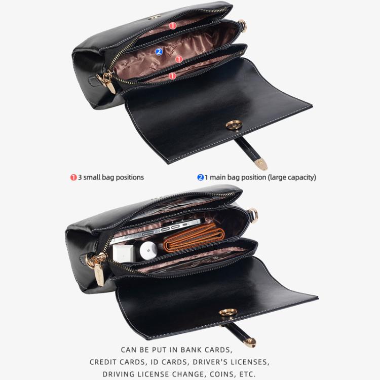 Baellerry N8943 Vintage Waxed Leather Women Small Square Bag With Metal Buckle Single-Shoulder Crossbody Bag
