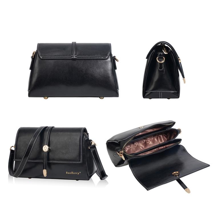 Baellerry N8943 Vintage Waxed Leather Women Small Square Bag With Metal Buckle Single-Shoulder Crossbody Bag