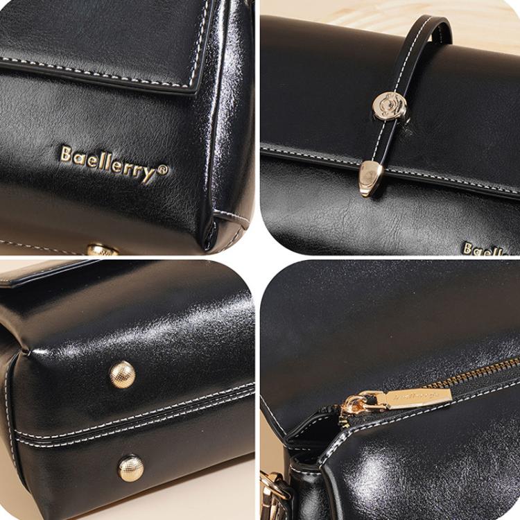 Baellerry N8943 Vintage Waxed Leather Women Small Square Bag With Metal Buckle Single-Shoulder Crossbody Bag