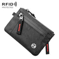 Anti-Theft Card Holder RFID-Protected Portable Key Coin Wallet Multifunctional Travel Document Case, Black With Red Zipper, Black, Black With hook, Black Red Zipper With Hook, Black With Lanyard, Black Red Zipper With Lanyard, Large Black With Red Zipp...