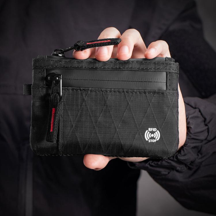 Anti-Theft Card Holder RFID-Protected Portable Key Coin Wallet Multifunctional Travel Document Case, Black With Red Zipper, Black, Black With hook, Black Red Zipper With Hook, Black With Lanyard, Black Red Zipper With Lanyard, Large Black With Red Zipp...