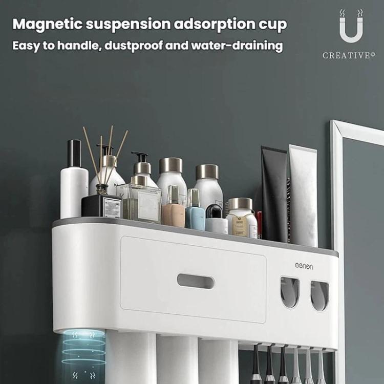 Mengni Bathroom Toothbrush Holder With Dual Toothpaste Dispenser Mouthwash Cup Set, 2 Cups, 3 Cups, 4 Cups, 5 Cups