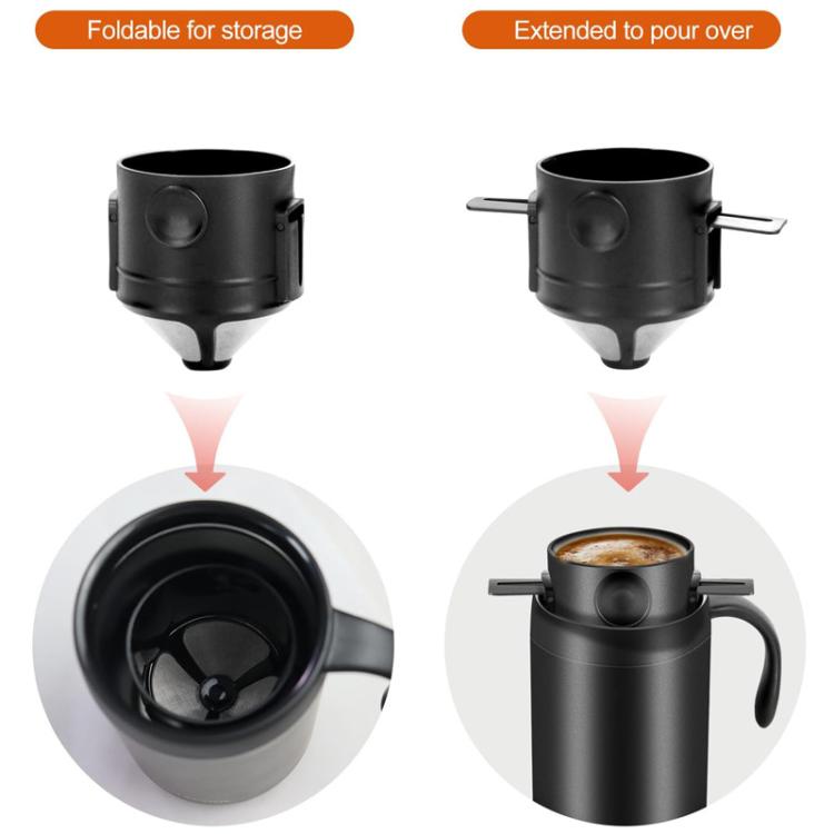 Portable Outdoor Coffee Maker Cup Stainless Steel Thermos Home Coffee Cup Drip Set, Black Cup+Drip Tray, Black Cup+Drip Tray+Spoon, White Cup+Drip Tray, White Cup+Drip Tray+Spoon