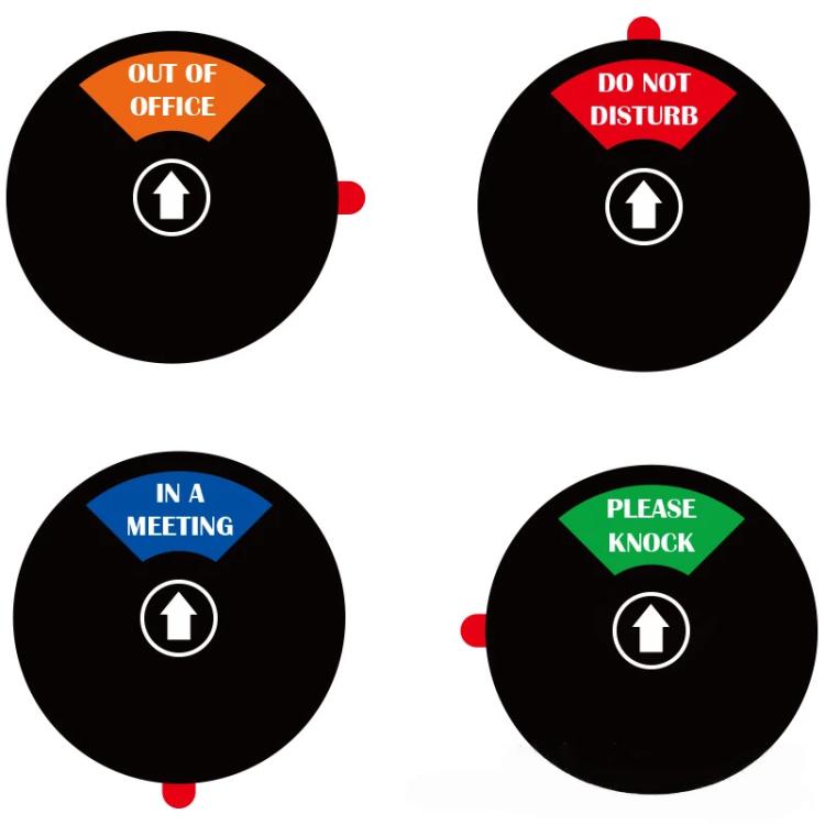5 Inch 4-In-1 Adhesive Door Sign For Office/Meeting Room Out Of Office/Do Not Disturb/In A Meeting/Please Knock, 4-In-1 Black, 4-In-1 Silver