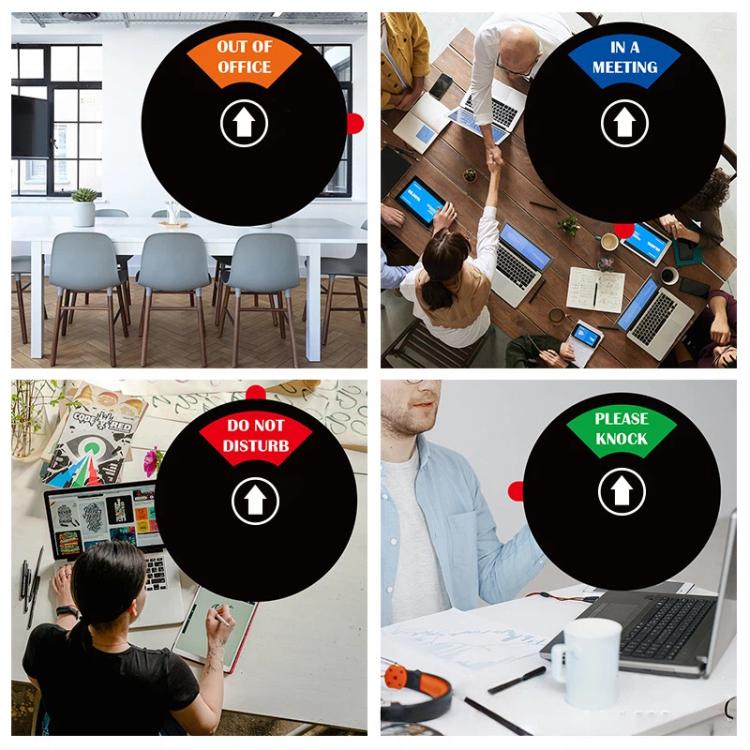 5 Inch 4-In-1 Adhesive Door Sign For Office/Meeting Room Out Of Office/Do Not Disturb/In A Meeting/Please Knock, 4-In-1 Black, 4-In-1 Silver
