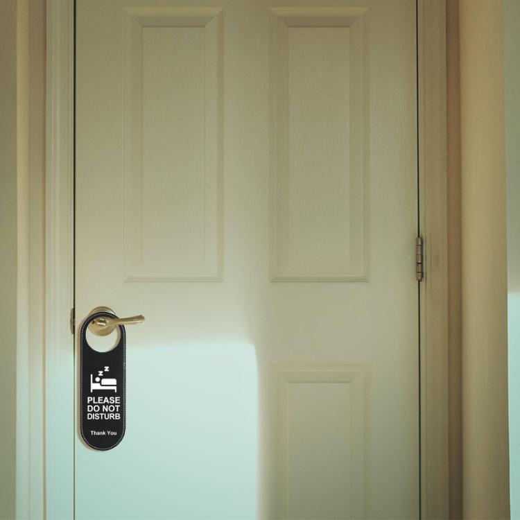 Double-Sided Leather Door Sign For Hotels Please Make Up Room & Do Not Disturb Reversible Hanger, Hotels Door Sign