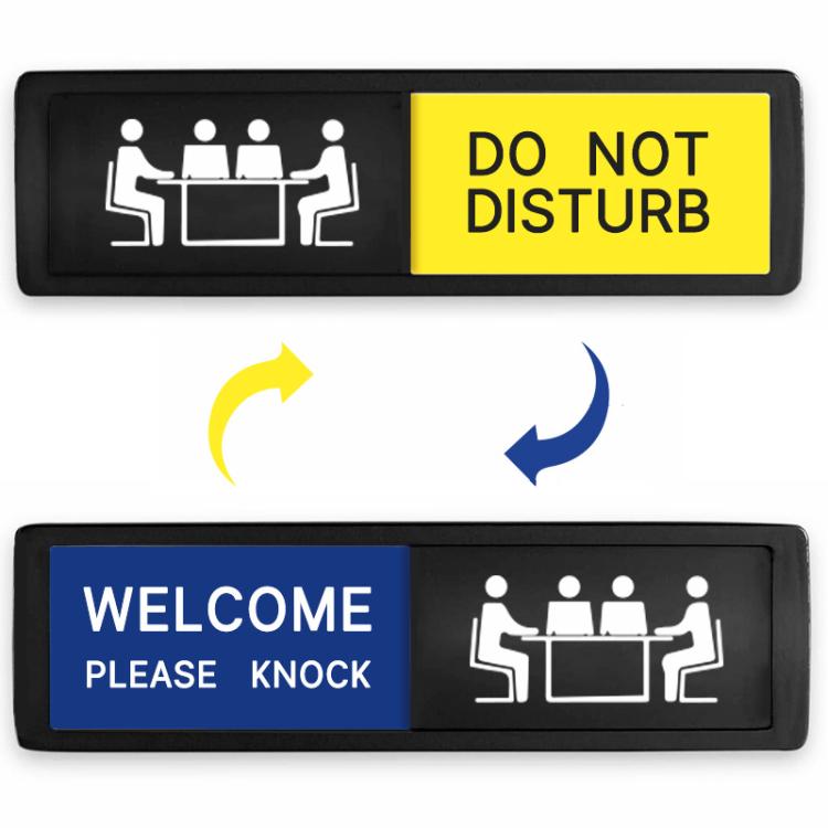 Sliding Do Not Disturb/Welcome Please Knock Sign with Self-Adhesive Backing for Meeting Rooms & Offices, Office Sign