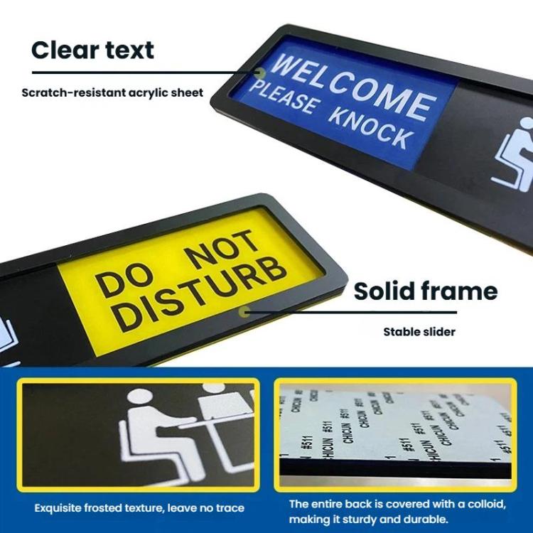 Sliding Do Not Disturb/Welcome Please Knock Sign with Self-Adhesive Backing for Meeting Rooms & Offices, Office Sign