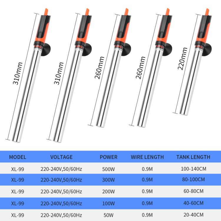 Stainless Steel Aquarium Heater Automatic Temperature Control Submersible Fish Tank Heater, XL-99 50W, XL-99 100W, XL-99 300W