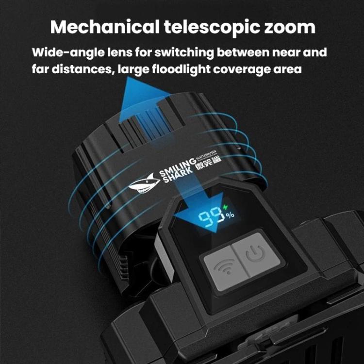 SMILING SHARK TD-0282A-5 Digital Display Zoom High Brightness Headlamp Motion Sensing Hands-Free Work Light