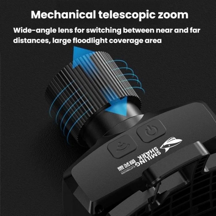 Outdoor Mechanical Zoom LED Headlamp Flood Light Rechargeable For Night Running Fishing, SMILING SHARK TD-0187A, SMILING SHARK TD-0187B