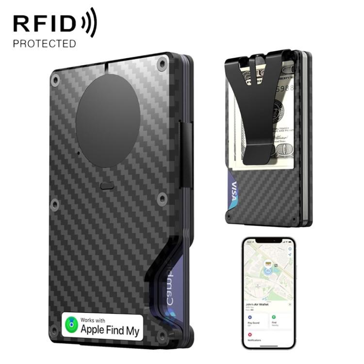 Find My Enabled Metal Wallet Built-in Tracker Chip & RFID Blocking  Anti-Loss Aluminum Card Holder with Sound Alert