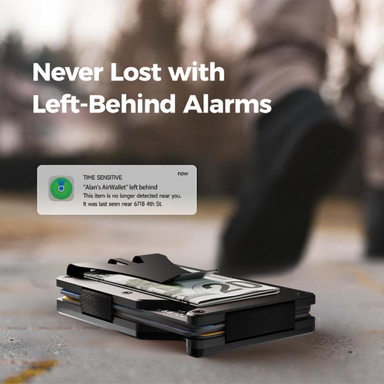 Find My Enabled Metal Wallet Built-in Tracker Chip & RFID Blocking  Anti-Loss Aluminum Card Holder with Sound Alert