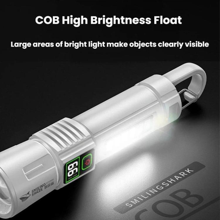 SMILING SHARK SD-5424A Portable Super Bright Digital Display Flashlight With Hook Outdoor Zoomable Telescopic Light, SD-5424A