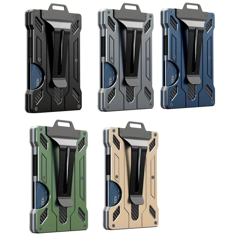 Aluminum RFID Blocking Badge Holder with Clear Card Window Metal ID Card Wallet With Belt Clip