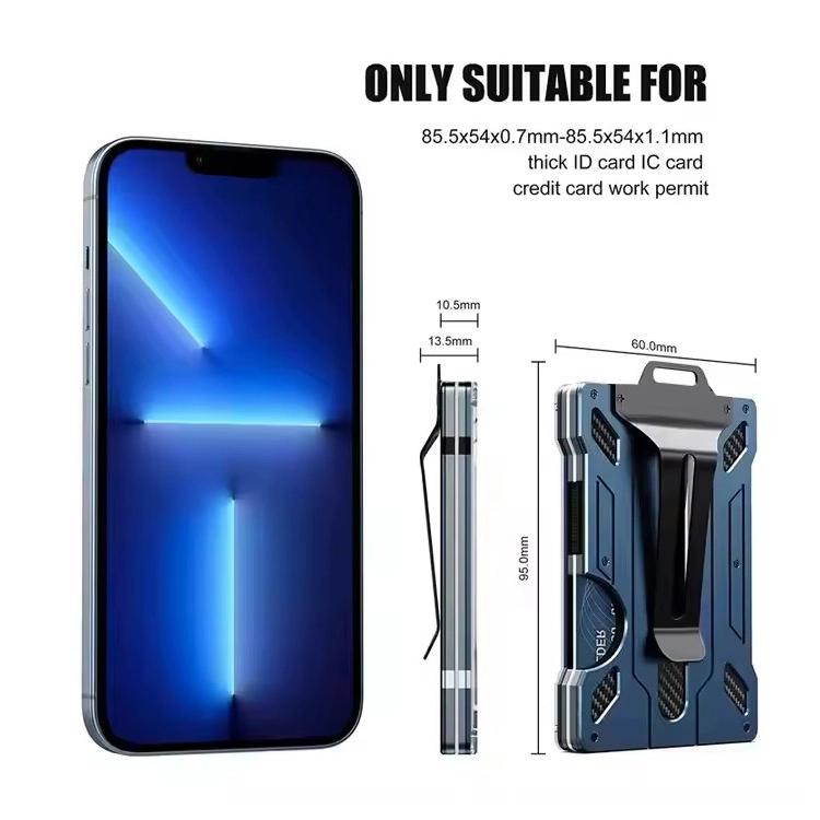 Aluminum RFID Blocking Badge Holder with Clear Card Window Metal ID Card Wallet With Belt Clip