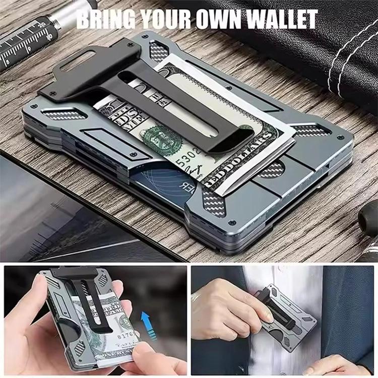 Aluminum RFID Blocking Badge Holder with Clear Card Window Metal ID Card Wallet With Belt Clip