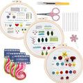 3-In-1 Embroidery Starter Kit For Beginners DIY Stitch Practice Sampler With English Instructions